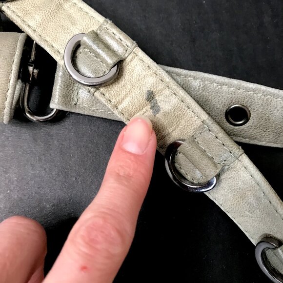 Jungle Tribe Belt Bag Gray Leather Studded Utility Crossbody Handbag Fanny Pack - Picture 5 of 17